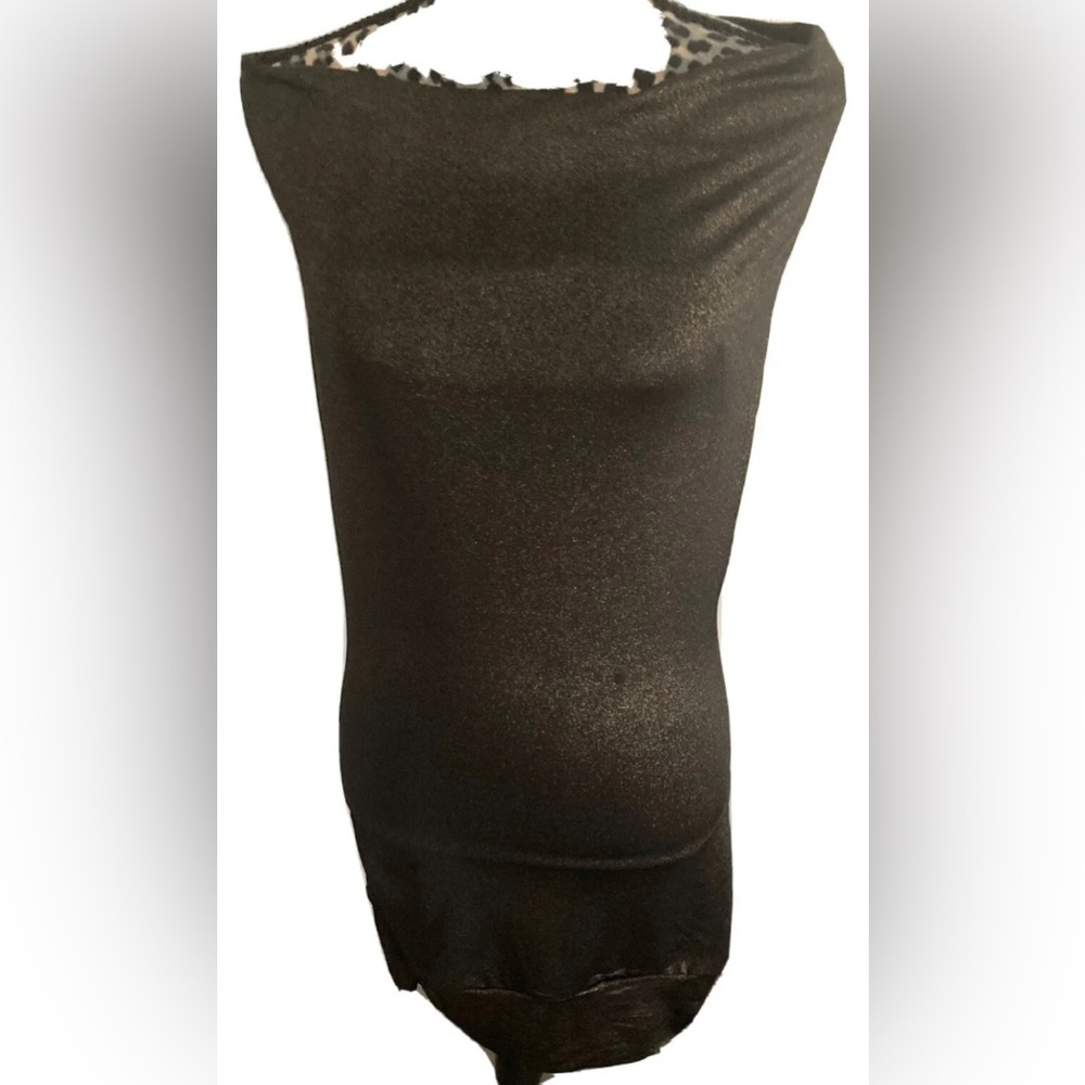 Sele Dress Size L  Stretch Fit Knee High Metallic Brown Gold Flake Form Fit
